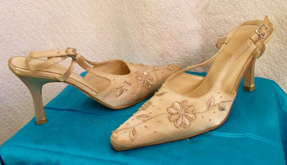 cream strappy shoes