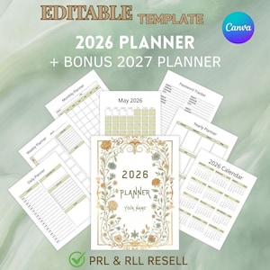 2026 Planner: Canva Editable & Printable Daily Weekly Monthly Digital ...