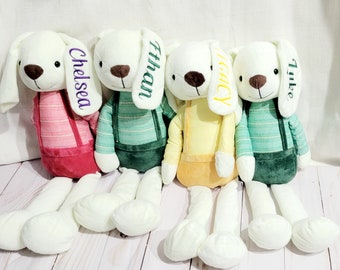 Conejito de Pascua personalizado de peluche: nombre bordado, regalo para tu primera Pascua.