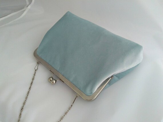 blue velvet purse