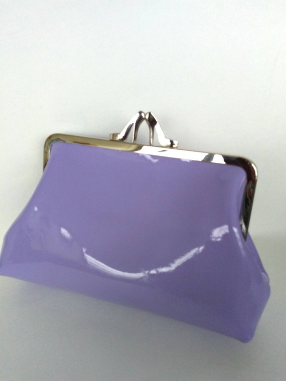 purple patent leather purse