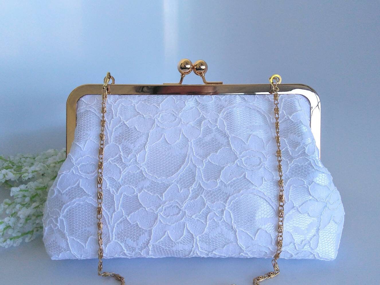 White lace clutch purse bridal clutch purse white lace Etsy