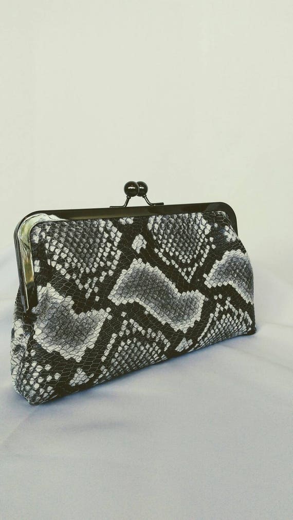 grey snakeskin handbag