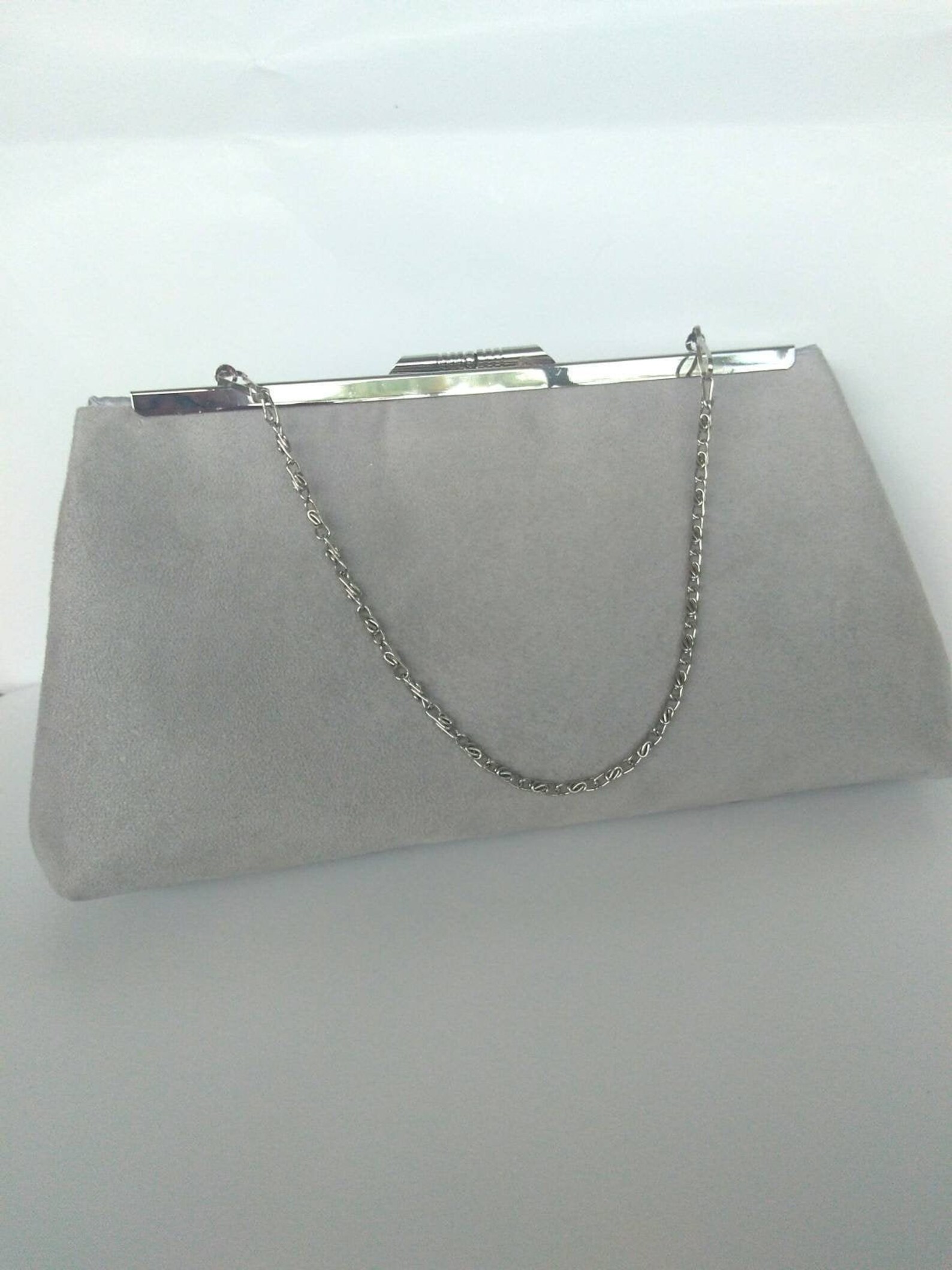 Silver gray suede clutch purse bridal clutch silver bridal Etsy