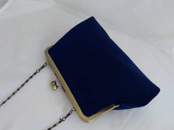 navy velvet clutch