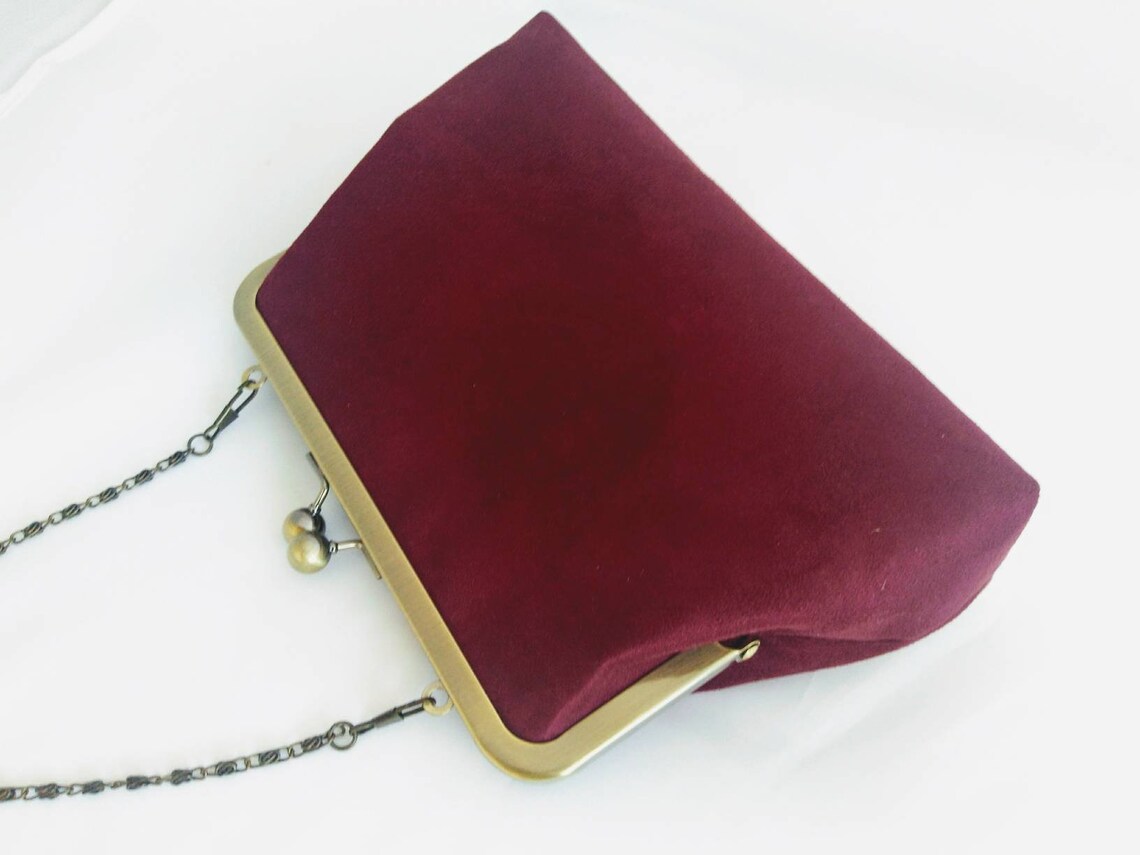 Burgundy suede clutch Purse burgundy bridal purse wine suede Etsy