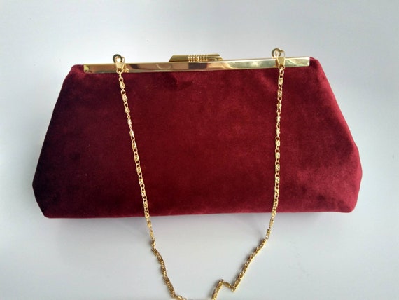 burgundy velvet purse