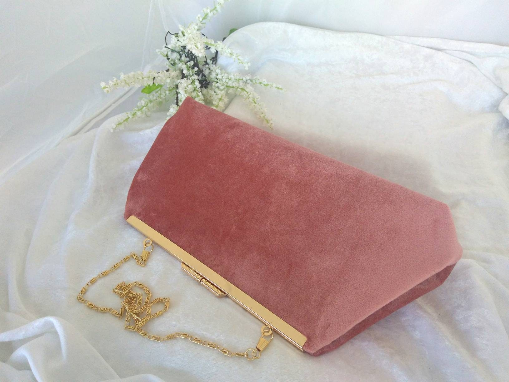 Dusty Rose velvet Clutch purse mauve velvet clutch Dusty | Etsy