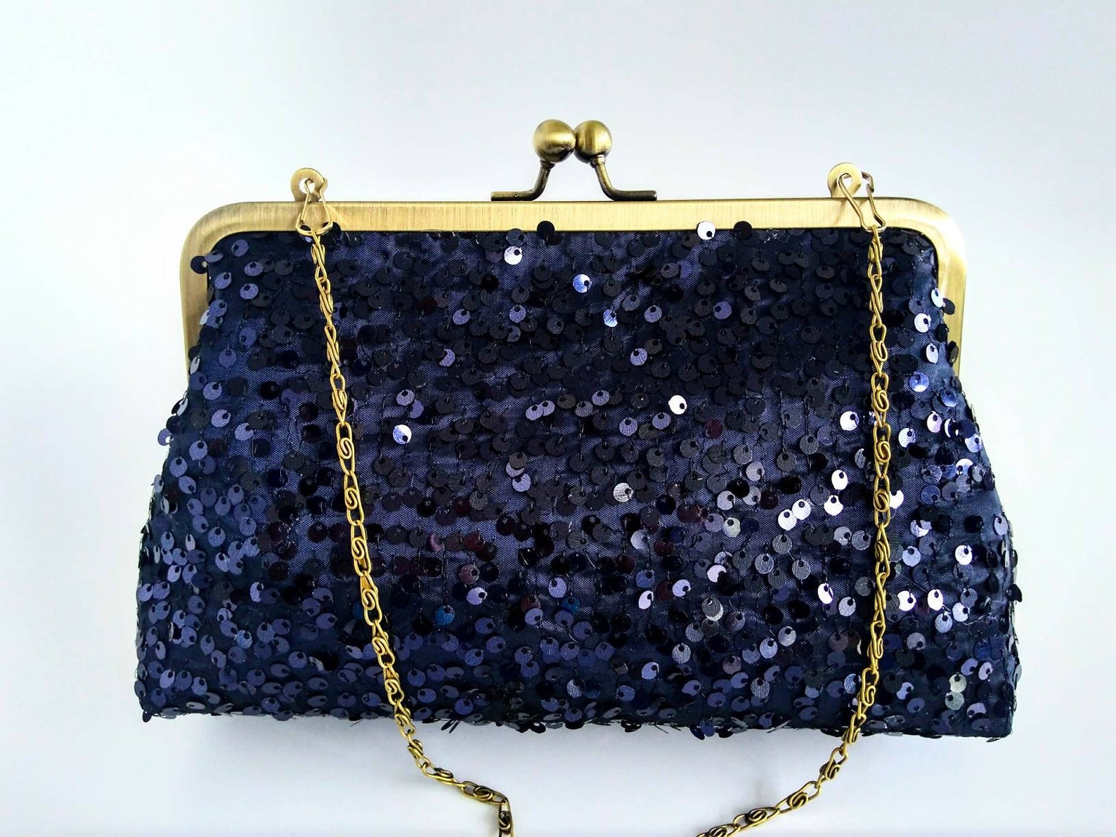 Navy Blue Sequin clutch purse navy blue purse sequin Bridal Etsy