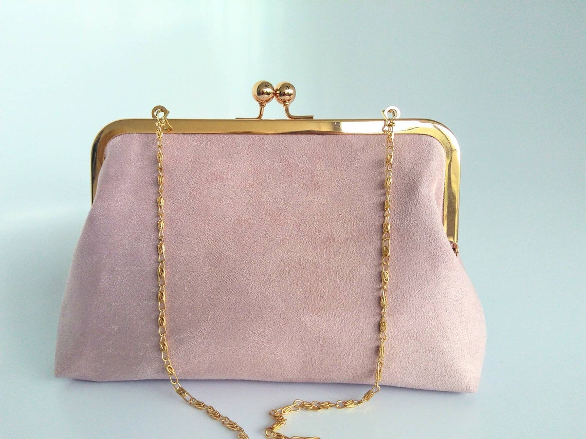 Dusty pink blush suede Clutch purse blush wedding purse Etsy