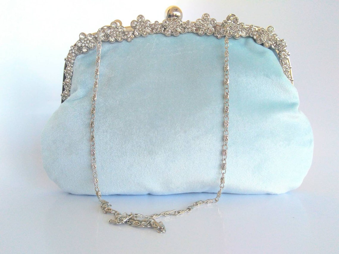 Light blue velvet clutch purse velvet handbag blue bridal | Etsy