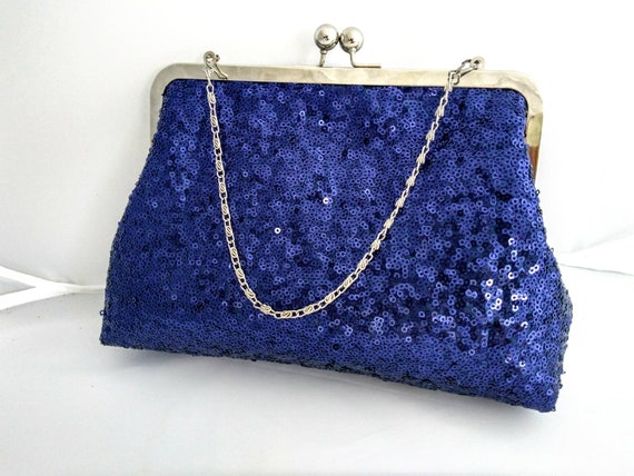 blue sequin purse