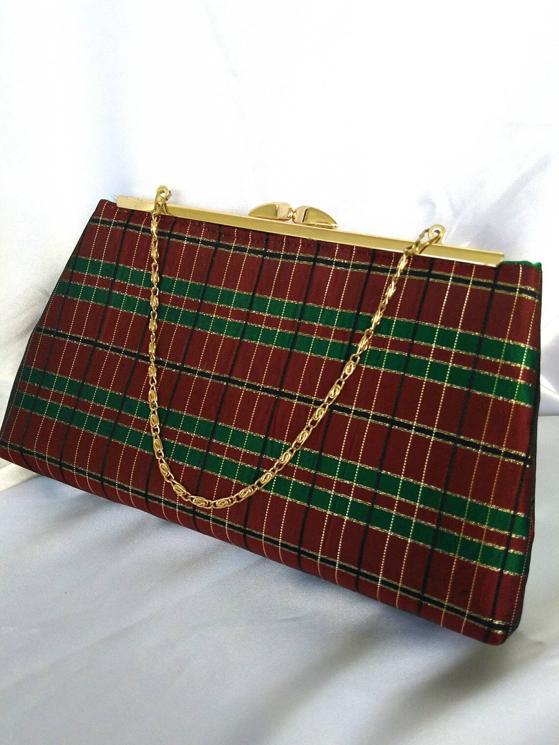 Burgundy Plaid clutch purse burgundy purse red holiday Etsy