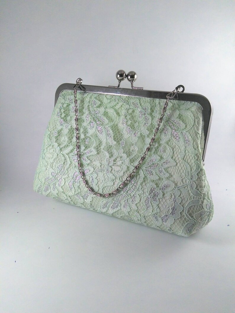 Mint lace clutch purse mint Bridal purse green lace purse Etsy