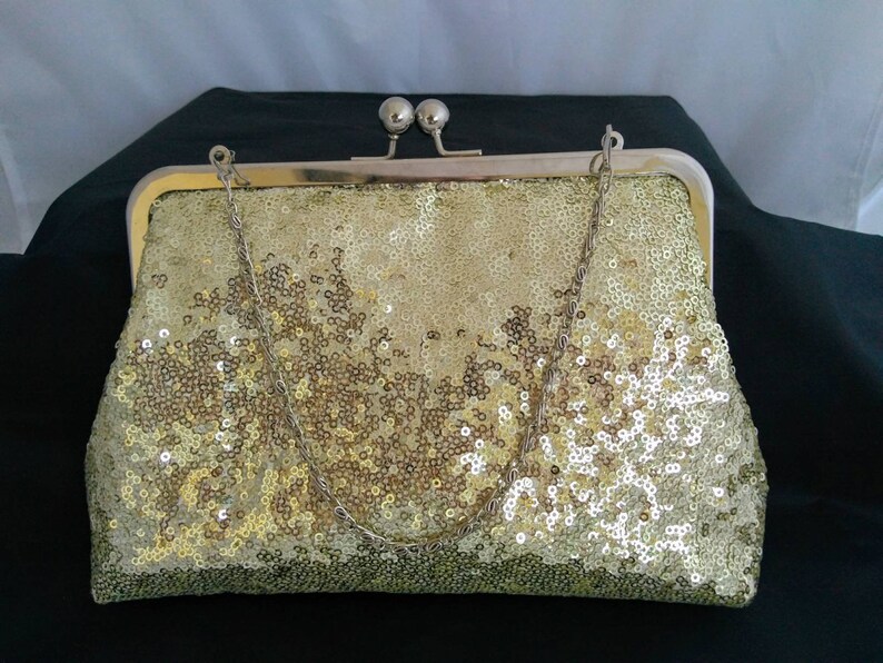 gold sequin purse