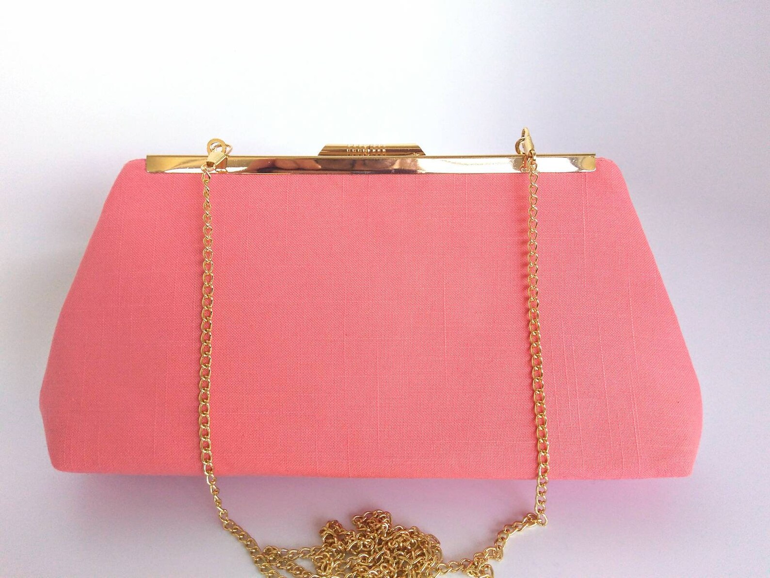 Coral linen purse coral clutch purse coral Bridal purse Etsy