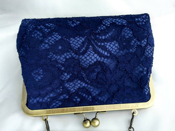navy lace bag