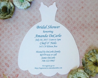 Dress Bridal Shower invitation, Sizzix Fabi Die Cut Wedding Dress invite