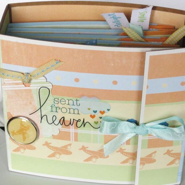 Baby Boy Scrapbook Album, Sent From Heaven Baby Boy Mini Scrapbook