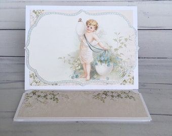 Handmade religieux Carte De Noël Avec une crèche en Blanc & Bleu Design Handmade religieux Carte De Noël Avec une crèche en Blanc & Bleu Design