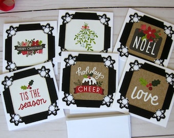 Love Merry Christmas mini cards and envelopes set of 6