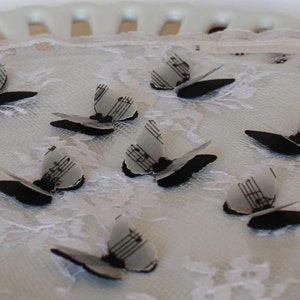 Black and White 3d paper butterflies, music note layered butterfly die cut, Wedding Table Decor