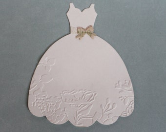 Embossed Sizzix Die Cut Dress Form with Music Notes bow for Bridal Shower Wedding