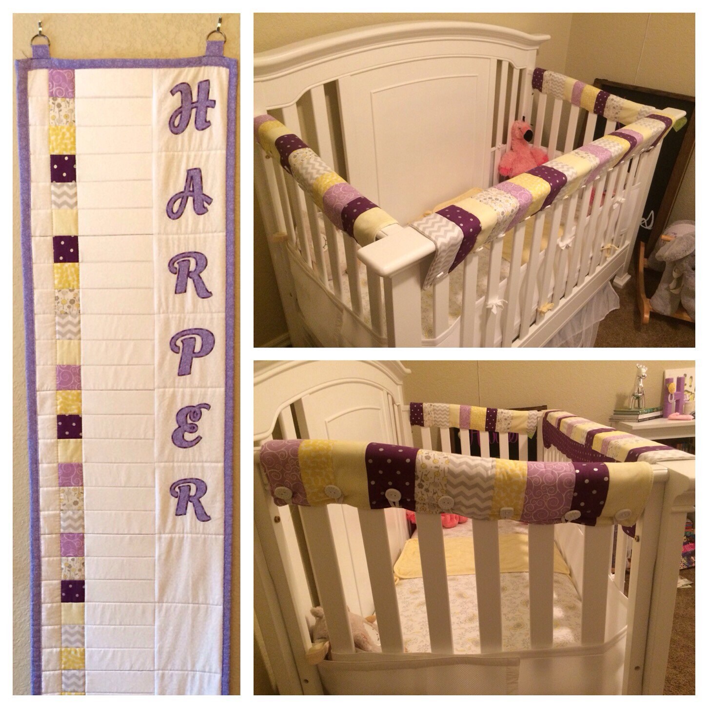 Matching Teething Crib Guard and Growth Chart Quilt Etsy