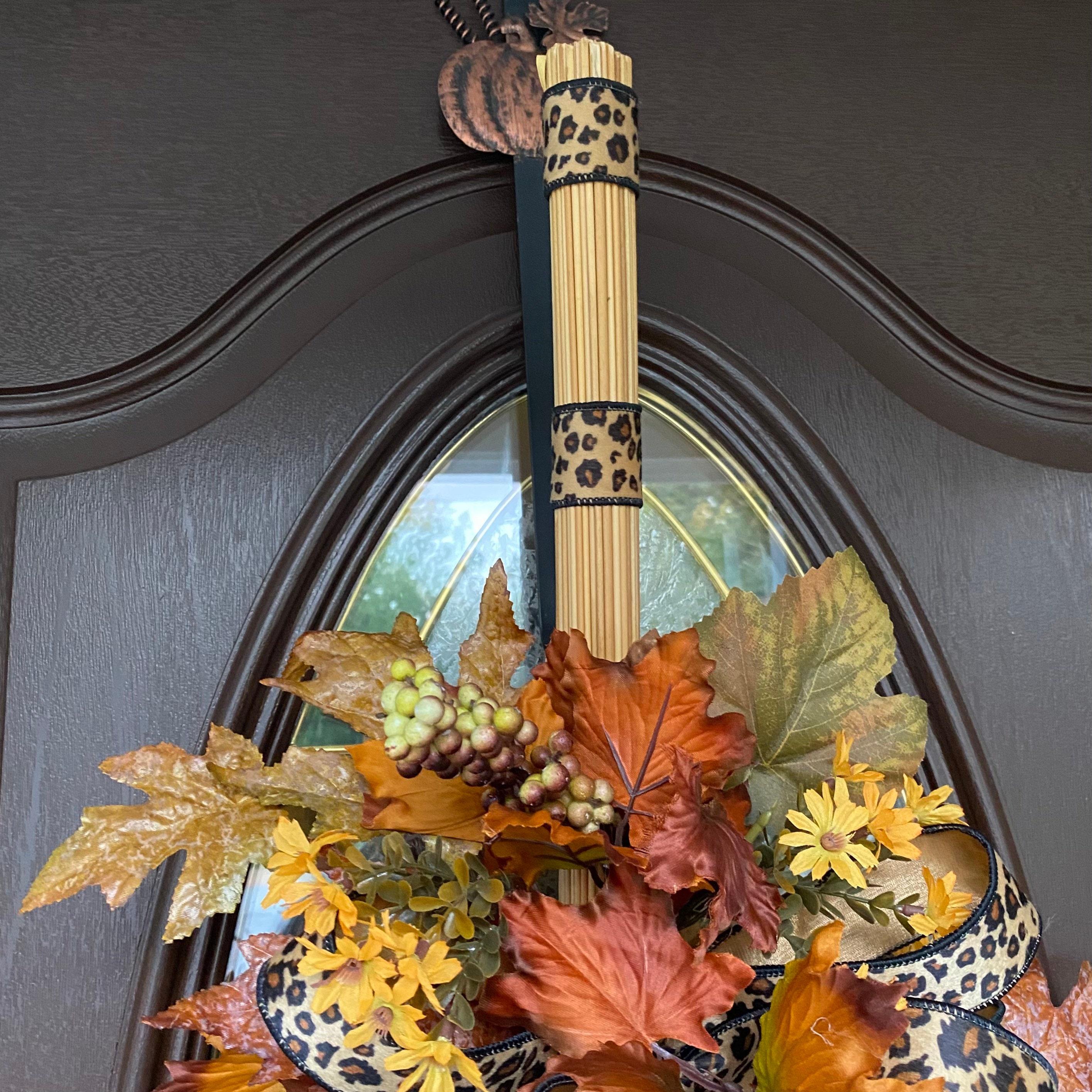 Animal Print Fall Straw Broom Front Door Decor Pumpkin and Etsy