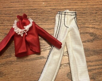 Vintage 80er Jahre Vintage Puppenkleidchen Vintage Vintage Outfit Weiße Hose Rotes Shirt Vintage Fun Outfit