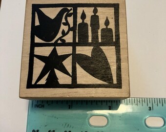 Wordsworth Rubber Stamp Christmas Squares C068-K wood mount 2004