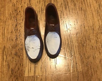 KEN Doll Brown Shoes, White Tops Vintage Barbie Rubbery Squishy Soft 60s