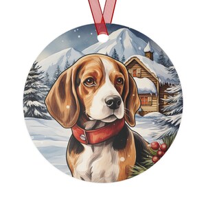 Personalized Double Sided Beagle Christmas Ornament Metal Dog Breed Pet Rescue Great Gift