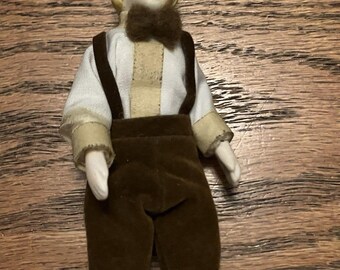 Vintage Dollhouse Doll Boy 1:12 Victorian Brown pants suspenders