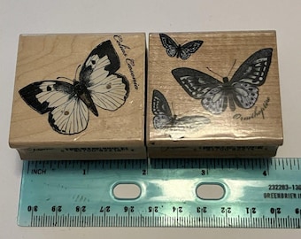 Hero Arts Rubber Stamps Butterflies Petite Prints set of 2 wood mount
