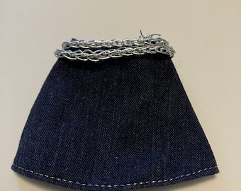 Barbie Doll Fashion Avenue Denim Blue Jean Mini Skirt Silver Chain Belt S530