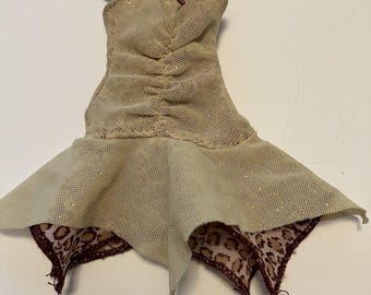 My Scene Goes Hollywood Lindsey Lohan Kleid Barbie Kleidung Beige Tiermuster Y2K