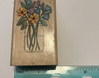 Inkadinkadoo Challis & Roos Blumenstrauß-Glas-Gummistempel Holzhalterung