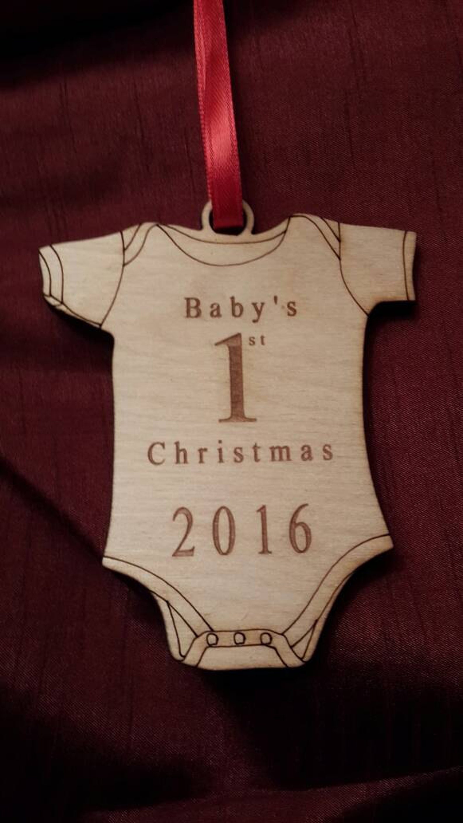 Lasercut Wooden baby's First Christmas Onesie Etsy UK