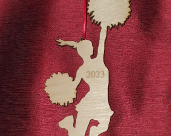 Laser-cut wooden "Cheerleader Ornament"