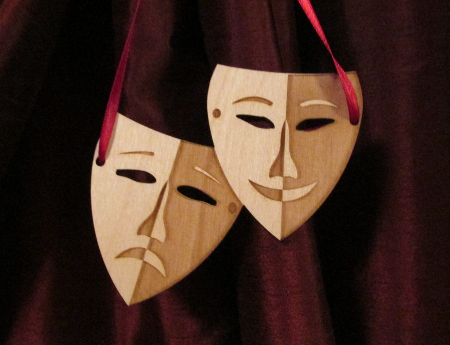 Laser-cut Wooden tragedy & Comedy Masks -  Ireland
