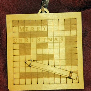 Laser cut and engraved wooden, Crossword Puzzle ornament
