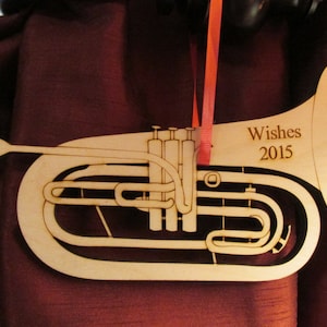 Laser cut and engraved wooden "Baritone" Ornament