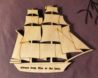 Laser-cut wooden Sailing Ship Ornament/Magnet