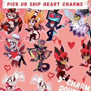 Hazbin Hotel Ship Charms! Magnetic Heart Acrylic Charm Set