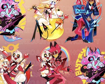 IN HAND Alastor, Vox, Lucifer & Emberlynn Charms