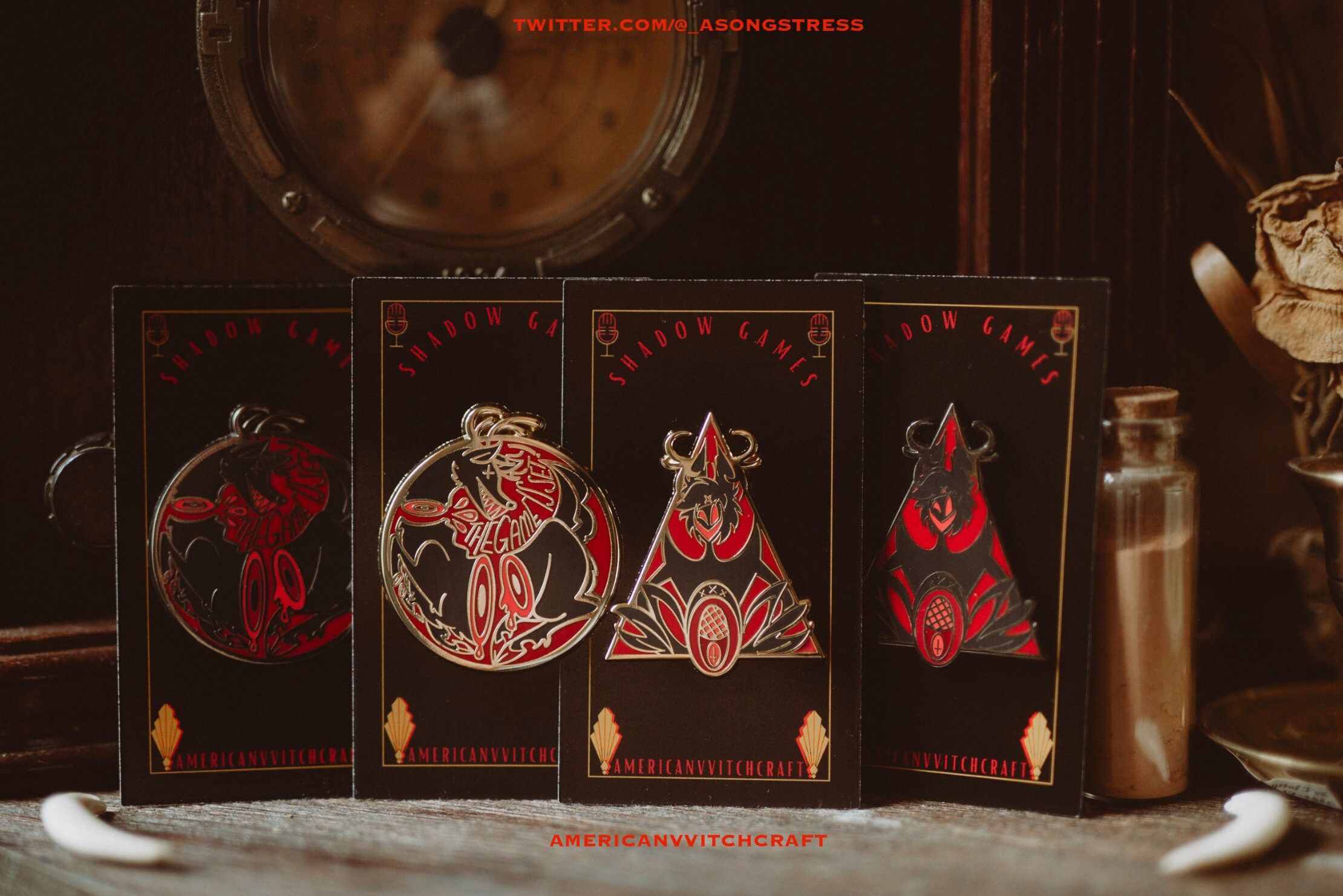Unofficial Hazbin Hotel Alastor Shadow Games Pin Set