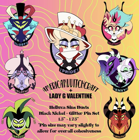 INHAND B-GRADES ONLY Helluva Boss Seven Deadly Sins Glitter Enamel