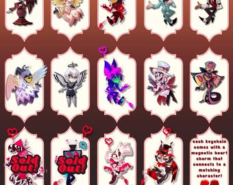 Hazbin Hotel Ship Charms! Magnetic Heart Acrylic Charm Set