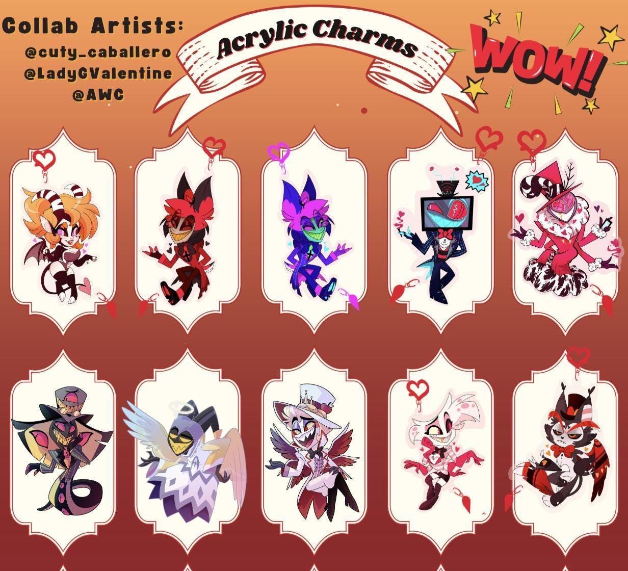 Hazbin Hotel Ship Charms! Magnetic Heart Acrylic Charm Set - Etsy